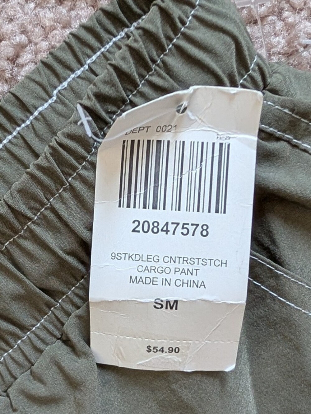 Hot Topic American Stitch Mens Olive Green Contrast Stitch Cargo Pants NWT Small - Picture 9 of 14